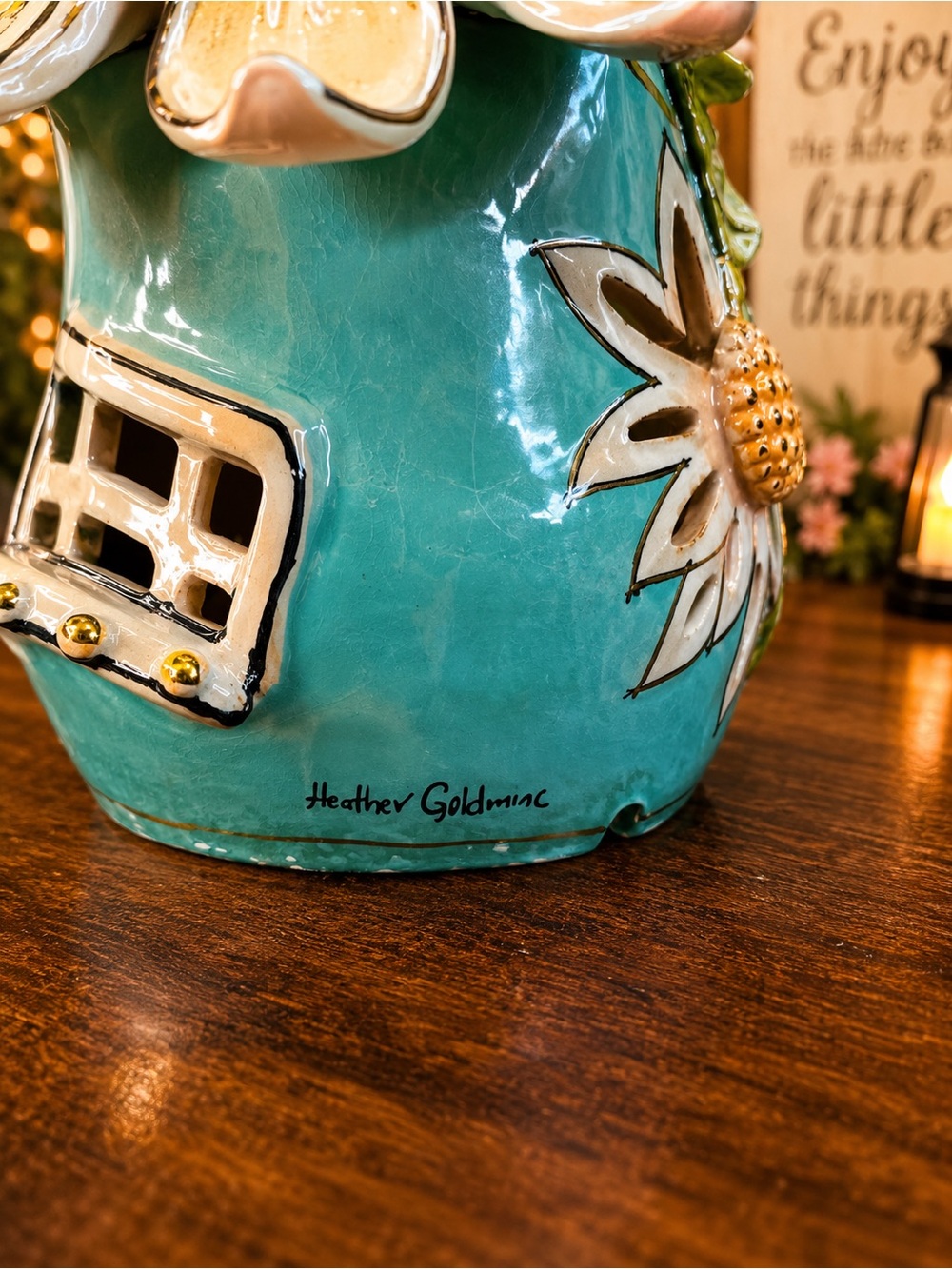 Blue Sky Clayworks Heather Goldminc Fairy House Tealight Candle Holder - Picture 3 of 6
